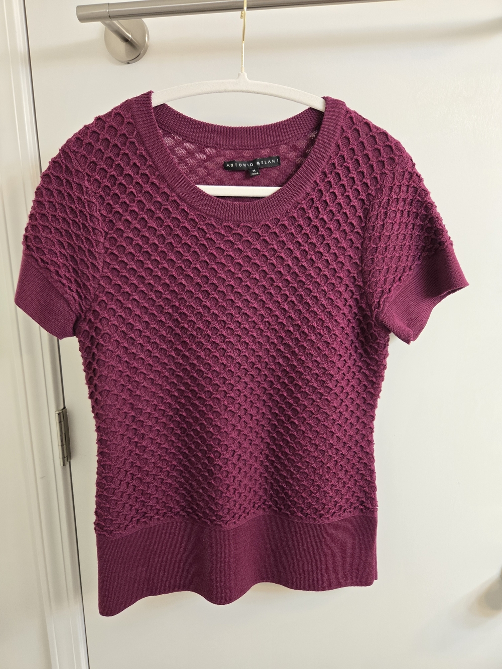 Antonio Melani Like New 100% Wool Short Sleeve Sweater M